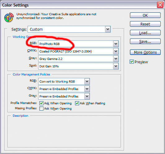 Color Settings i Photoshop